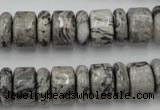 CRB163 15.5 inches 5*14mm & 10*14mm rondelle grey picture jasper beads