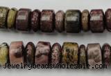 CRB176 15.5 inches 4*12mm – 8*12mm rondelle red artistic jasper beads