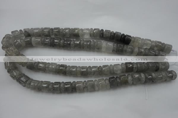 CRB178 15.5 inches 4*12mm – 8*12mm rondelle cloudy quartz beads