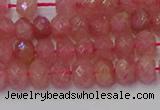 CRB1800 15.5 inches 4*6mm faceted rondelle strawberry quartz beads