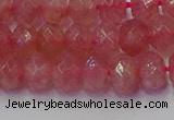 CRB1801 15.5 inches 5*8mm faceted rondelle strawberry quartz beads