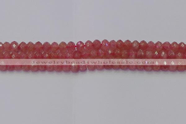 CRB1801 15.5 inches 5*8mm faceted rondelle strawberry quartz beads