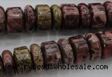 CRB181 15.5 inches 5*14mm – 10*14mm rondelle red artistic jasper beads