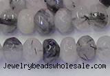 CRB1817 15.5 inches 5*8mm faceted rondelle black rutilated quartz beads