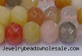 CRB1822 15.5 inches 6*10mm faceted rondelle mixed rutilated quartz beads