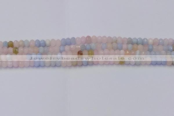 CRB1828 15.5 inches 4*6mm faceted rondelle morganite beads