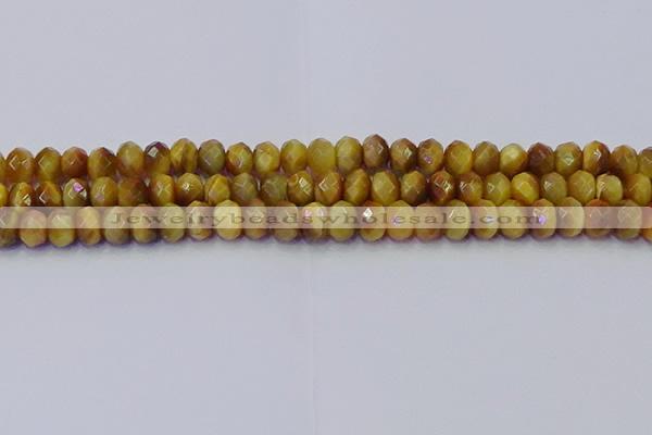 CRB1837 15.5 inches 5*8mm faceted rondelle golden tiger eye beads