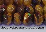 CRB1842 15.5 inches 6*10mm faceted rondelle yellow tiger eye beads