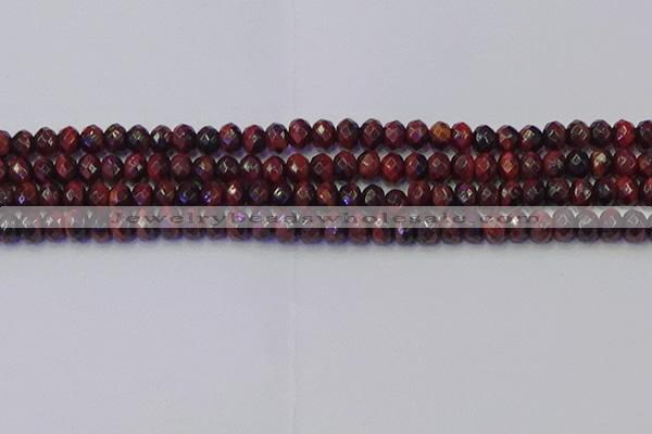 CRB1845 15.5 inches 5*8mm faceted rondelle red tiger eye beads