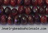 CRB1846 15.5 inches 6*10mm faceted rondelle red tiger eye beads