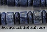 CRB187 15.5 inches 6*16mm – 10*16mm rondelle blue dumortierite beads