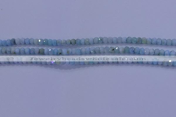 CRB1894 15.5 inches 2.5*4mm faceted rondelle larimar beads