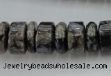 CRB190 15.5 inches 6*16mm – 10*16mm rondelle grey opal gemstone beads