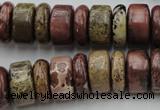 CRB191 15.5 inches 6*16mm – 10*16mm rondelle red artistic jasper beads