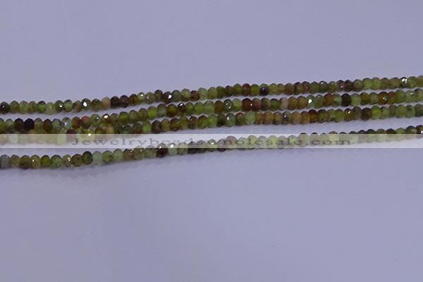 CRB1918 15.5 inches 2*3mm faceted rondelle green garnet beads