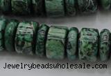 CRB192 15.5 inches 6*16mm – 10*16mm rondelle green picture jasper beads