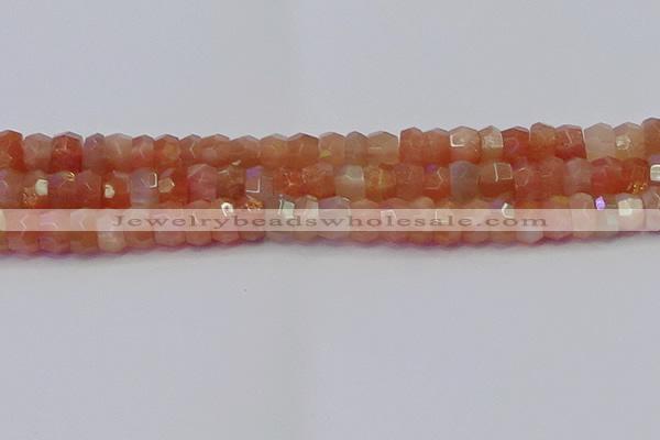 CRB1932 15.5 inches 6*10mm faceted rondelle sunstone beads