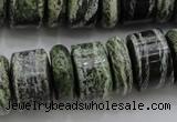 CRB195 6*18mm – 13*18mm rondelle green silver line jasper beads