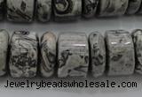 CRB196 15.5 inches 6*18mm – 13*18mm rondelle grey picture jasper beads