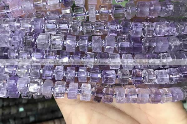 CRB2010 15.5 inches 7mm - 8mm faceted tyre light amethyst beads