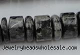 CRB204 15.5 inches 6*18mm - 13*18mm rondelle black labradorite beads