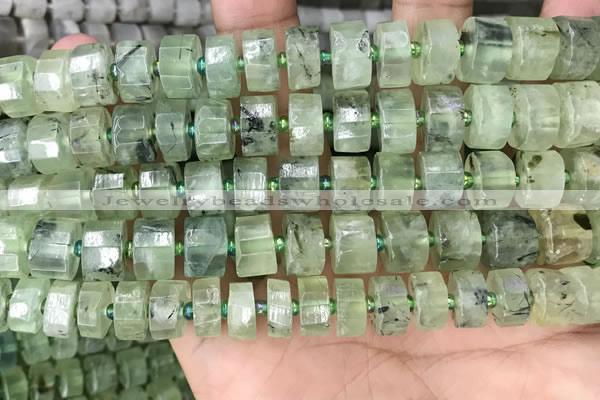 CRB2042 15.5 inches 11mm - 12mm faceted tyre prehnite beads