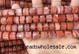 CRB2107 15.5 inches 11mm - 12mm faceted tyre red agate beads