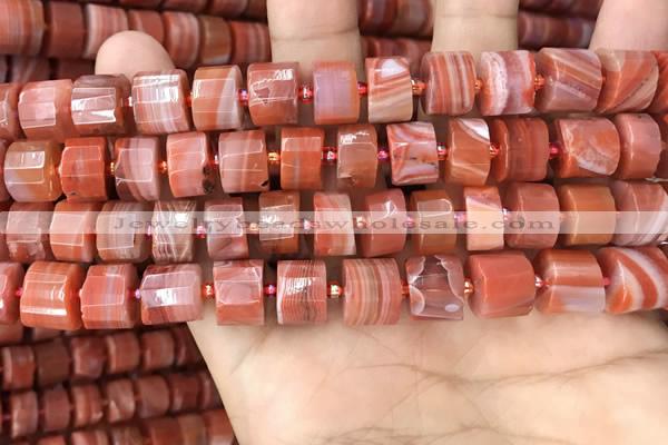 CRB2107 15.5 inches 11mm - 12mm faceted tyre red agate beads