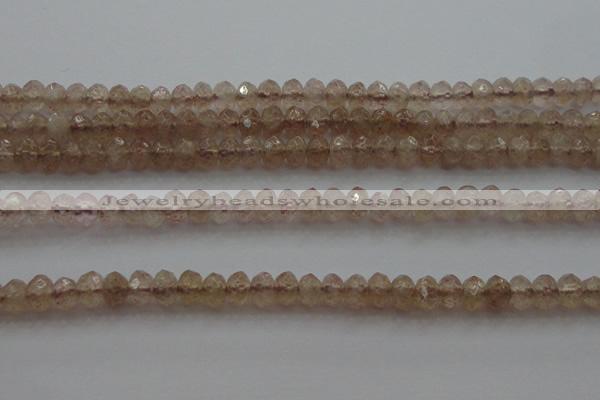 CRB211 15.5 inches 3*4mm faceted rondelle strawberry quartz beads