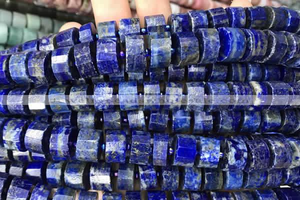 CRB2142 15.5 inches 11mm - 12mm faceted tyre lapis lazuli beads