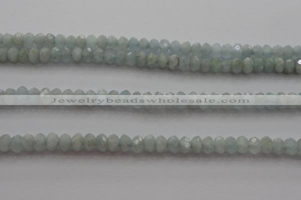 CRB217 15.5 inches 3*4mm faceted rondelle aquamarine beads