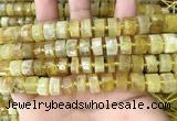 CRB2171 15.5 inches 11mm - 12mm faceted tyre yellow opal beads