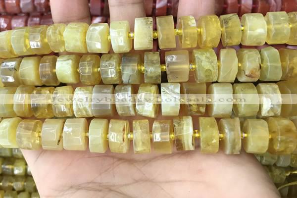 CRB2172 15.5 inches 12mm - 13mm faceted tyre yellow opal beads