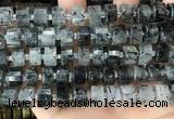 CRB2194 15.5 inches 12mm - 13mm faceted tyre black rutilated quartz beads