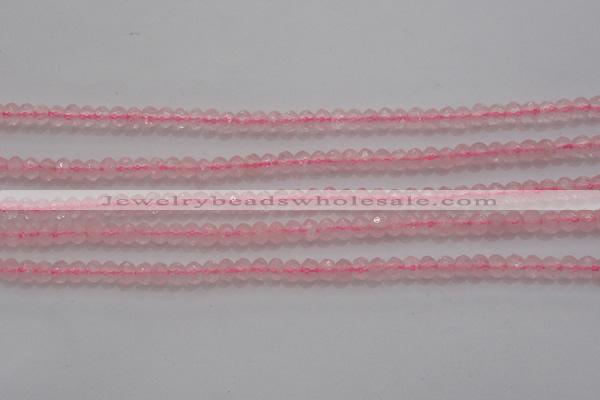 CRB220 15.5 inches 2.5*4mm faceted rondelle rose quartz beads