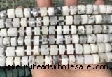 CRB2206 15.5 inches 8mm - 9mm faceted tyre white opal beads