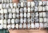 CRB2208 15.5 inches 11mm - 12mm faceted tyre white opal beads