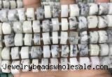 CRB2209 15.5 inches 13mm - 14mm faceted tyre white opal beads