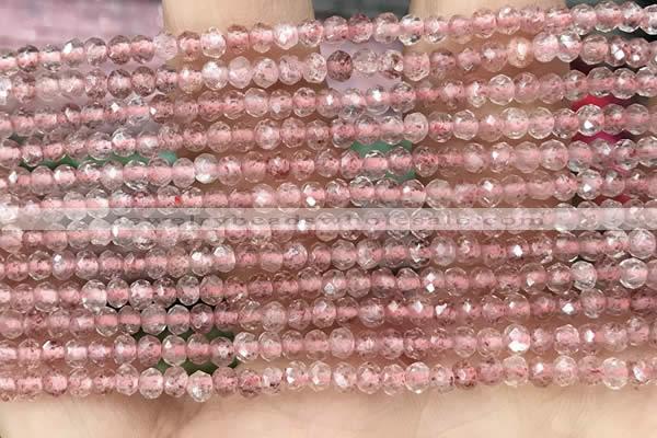 CRB2235 15.5 inches 2*3mm faceted rondelle strawberry quartz beads