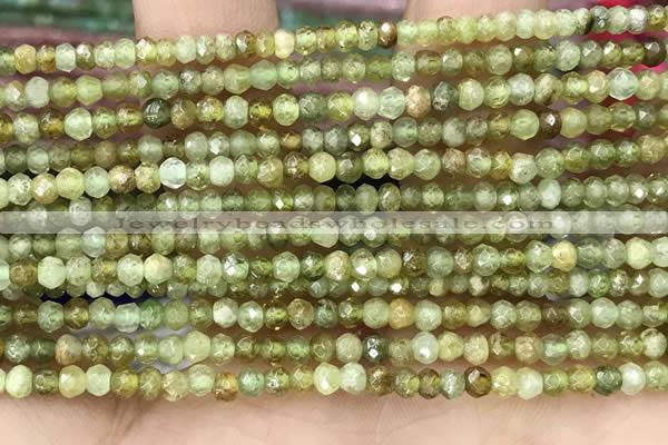 CRB2238 15.5 inches 2*3mm faceted rondelle green garnet beads