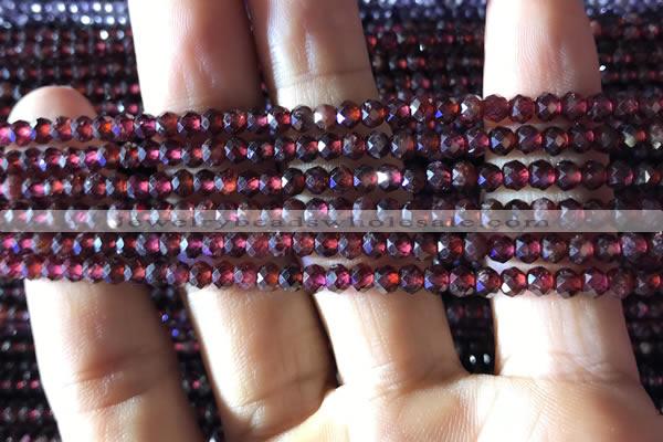 CRB2601 15.5 inches 2*3mm faceted rondelle red garnet beads