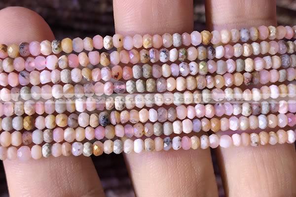 CRB2613 15.5 inches 2*3mm faceted rondelle pink opal beads