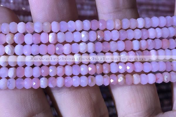 CRB2616 15.5 inches 3*4mm faceted rondelle pink opal beads