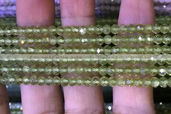 CRB2668 15.5 inches 3*4mm faceted rondelle peridot beads