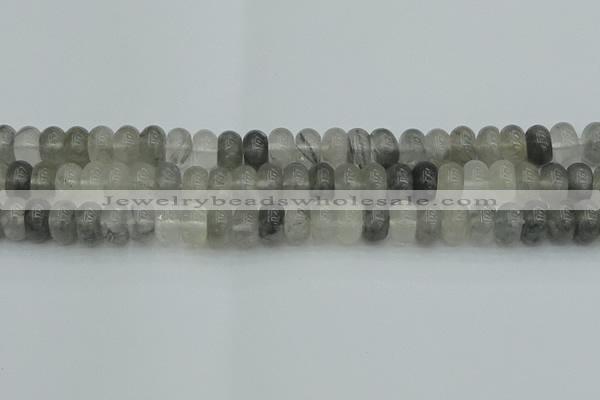 CRB2807 15.5 inches 6*10mm rondelle cloudy quartz beads wholesale