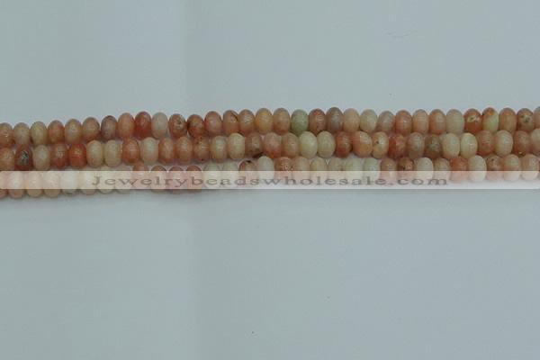 CRB2840 15.5 inches 4*6mm rondelle red plum blossom jade beads