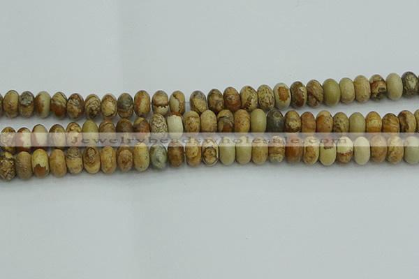 CRB2857 15.5 inches 6*10mm rondelle picture jasper beads