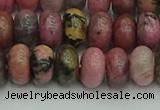 CRB2887 15.5 inches 6*10mm rondelle rhodonite beads wholesale