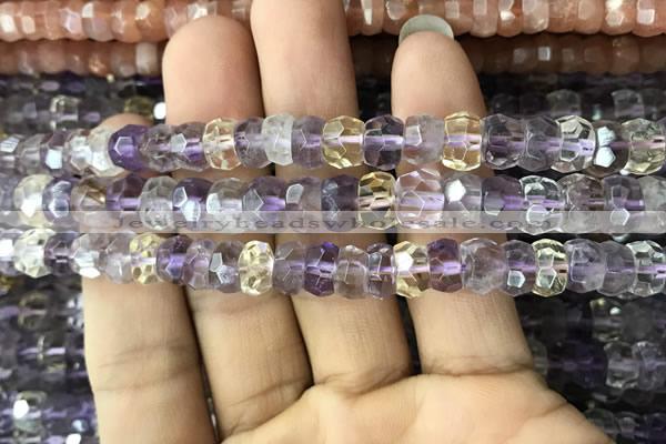 CRB3019 15.5 inches 6*8mm faceted rondelle ametrine beads