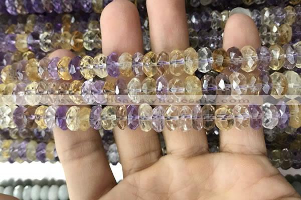 CRB3020 15.5 inches 5*9mm faceted rondelle ametrine beads